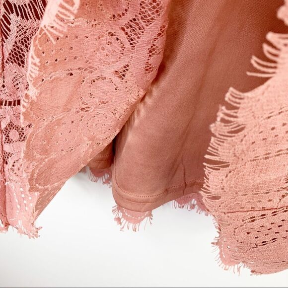 Blu Pepper Lace Mock Neck Mini Dress Pink Blush - Picture 7 of 15